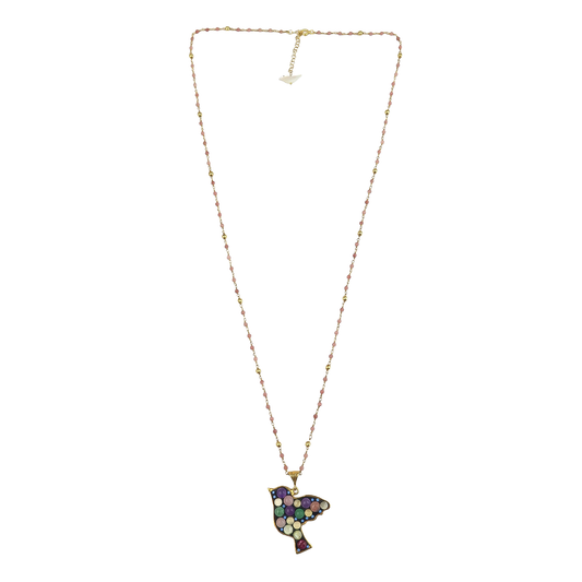 multi stone bird pendant necklace