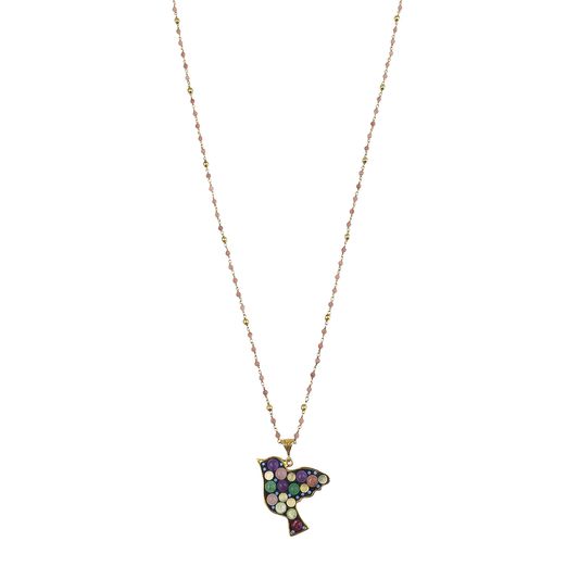 multi stone bird pendant necklace