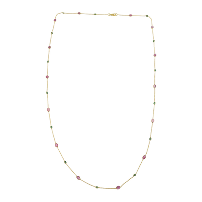 Multi Stone Long Necklace Ruby& Emerald