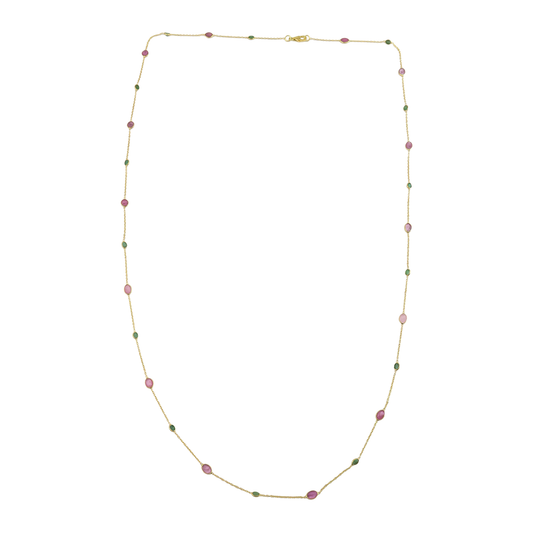 Multi Stone Long Necklace Ruby& Emerald