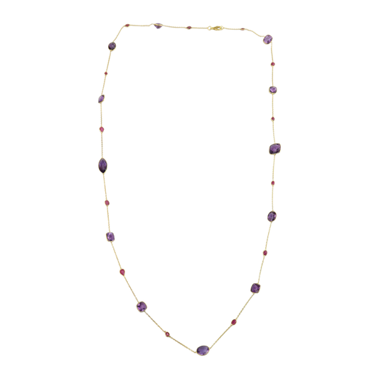 Long Necklace Amethyst/Ruby