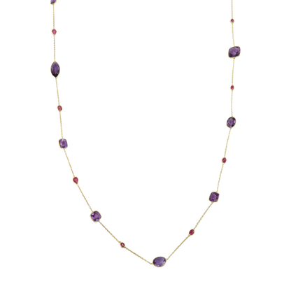 Long Necklace Amethyst/Ruby
