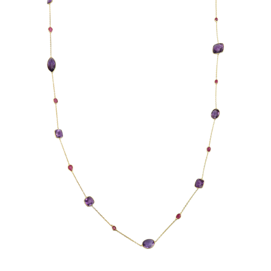 Long Necklace Amethyst/Ruby