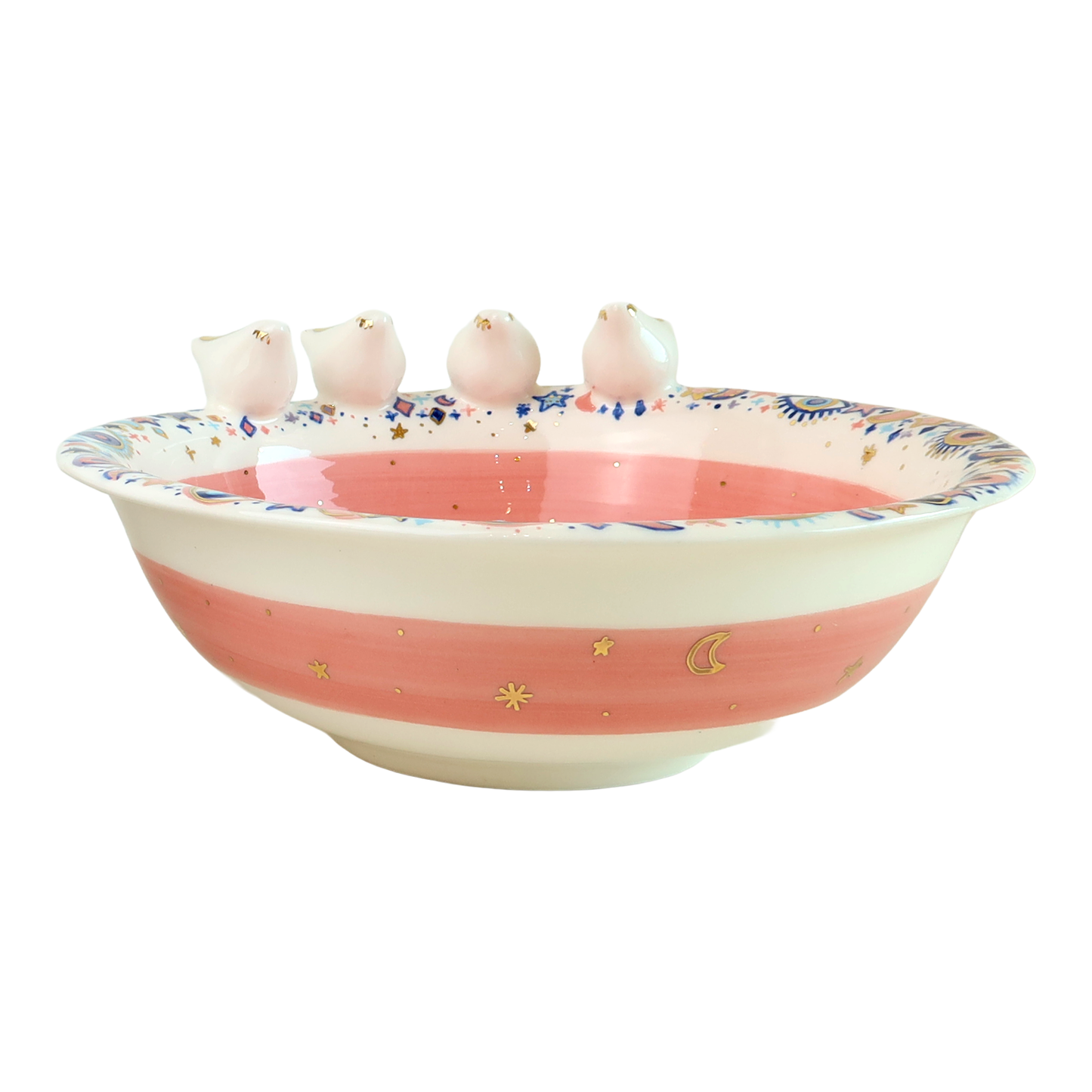 bowl  4 white 3d bird Sherie Boutik