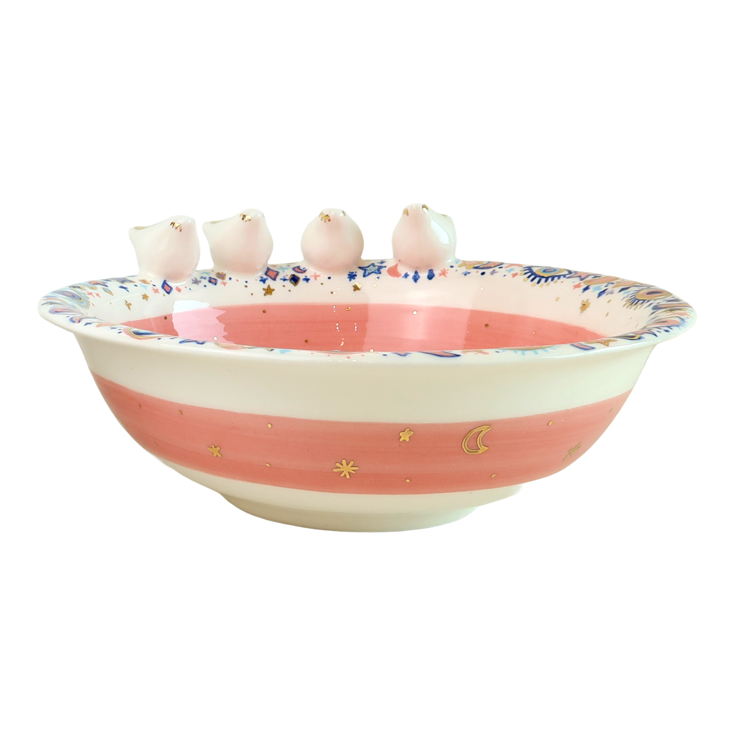 bowl  4 white 3d bird Sherie Boutik