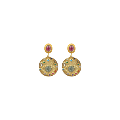 pink tourmaline /labro eye celestial earring