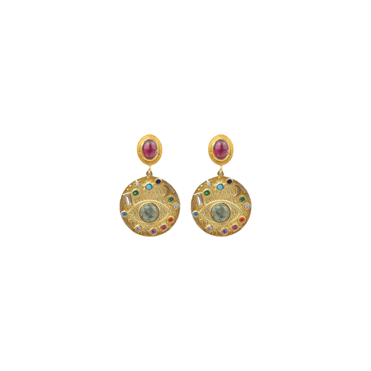 pink tourmaline /labro eye celestial earring