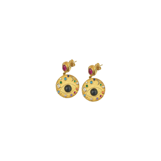 pink tourmaline /labro eye celestial earring