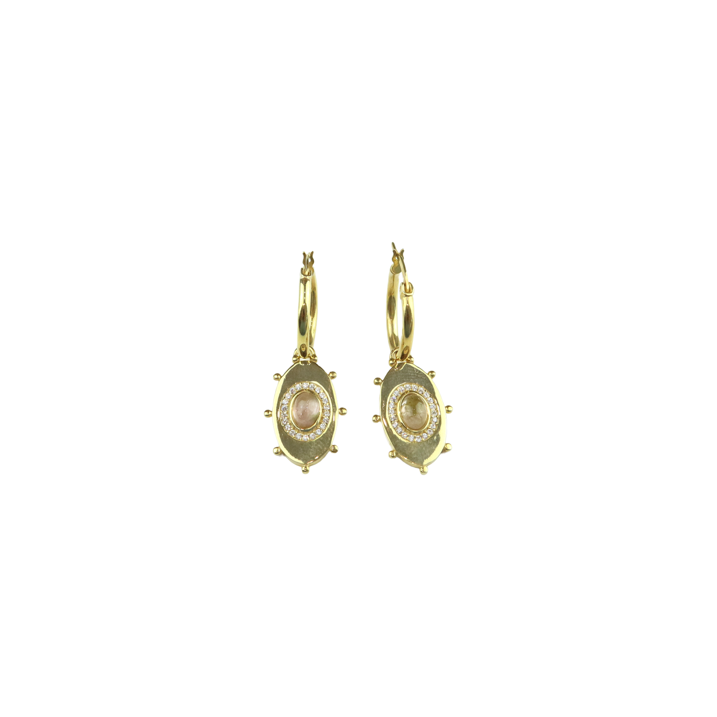 Earring Hoops oval eye crystal tourmaline