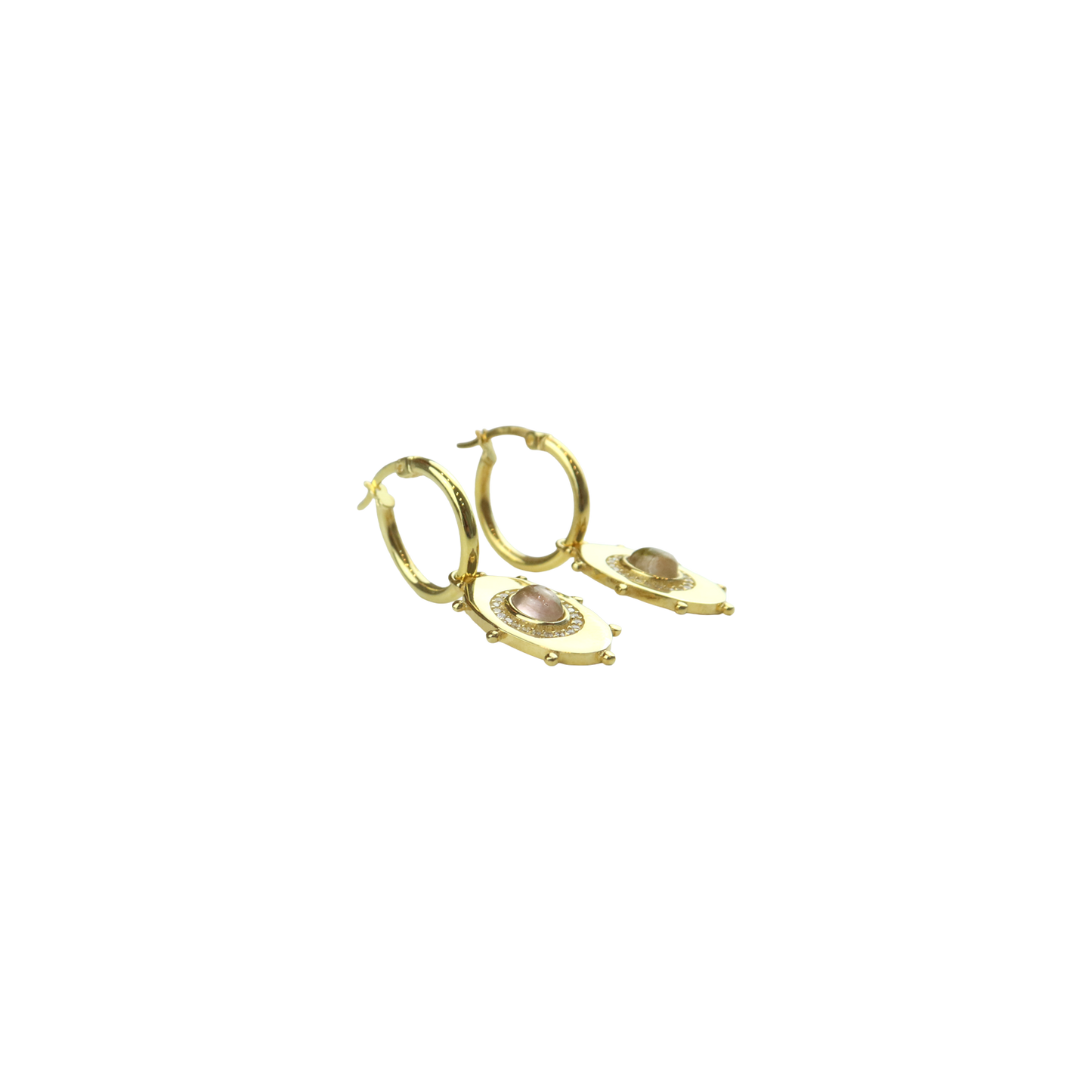 Earring Hoops oval eye crystal tourmaline