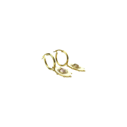 Earring Hoops oval eye crystal tourmaline