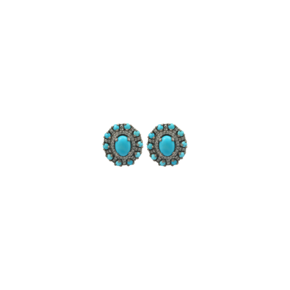Earring Turquoise Dot  pave Diamond