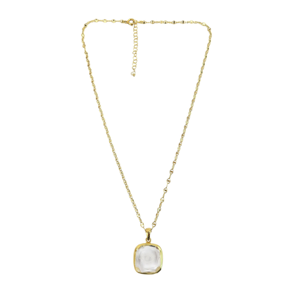 Necklace Square Crystal Water Mark Eye Engraved Pendant