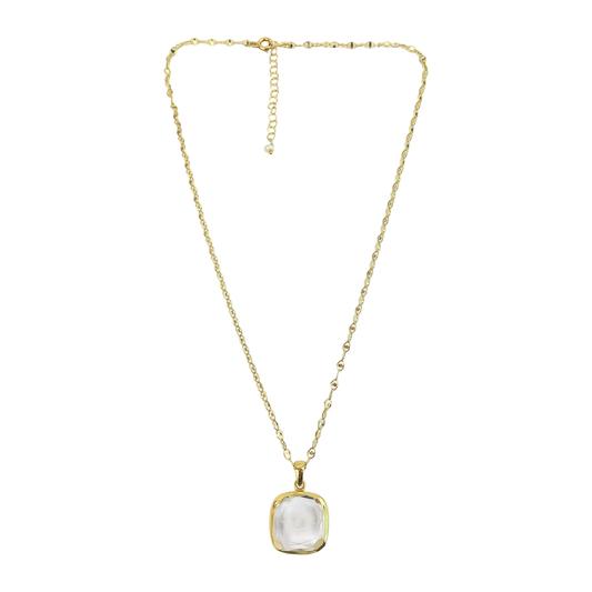 Necklace Square Crystal Water Mark Eye Engraved Pendant