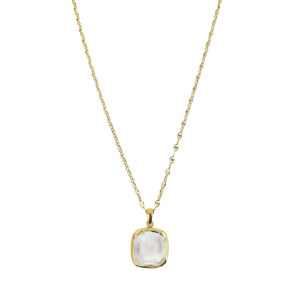 Necklace Square Crystal Water Mark Eye Engraved Pendant