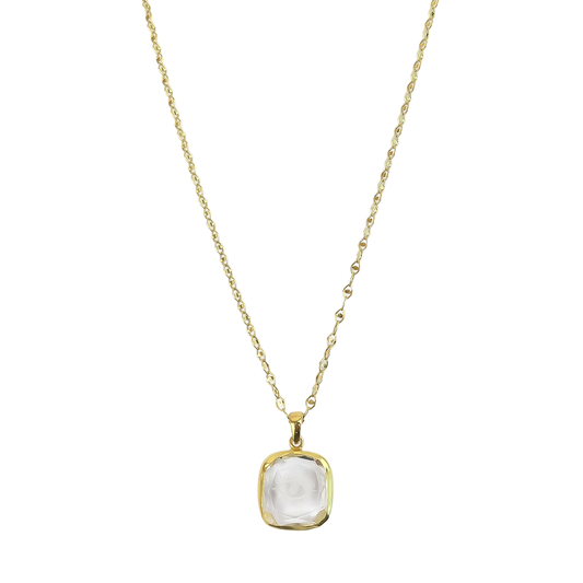 Necklace Square Crystal Water Mark Eye Engraved Pendant