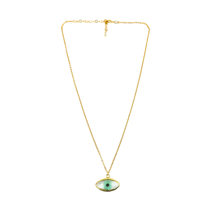 Necklace Oval Green  Eye glass pendant Medium