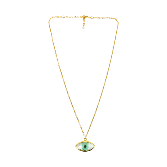 Necklace Oval Green  Eye glass pendant Medium