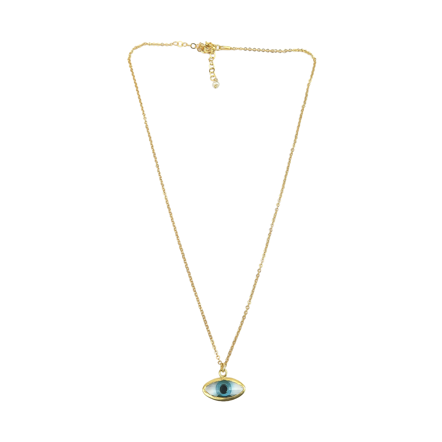Necklace Oval Green  Eye glass pendant Small