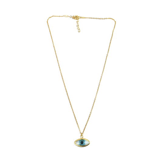Necklace Oval Green  Eye glass pendant Small
