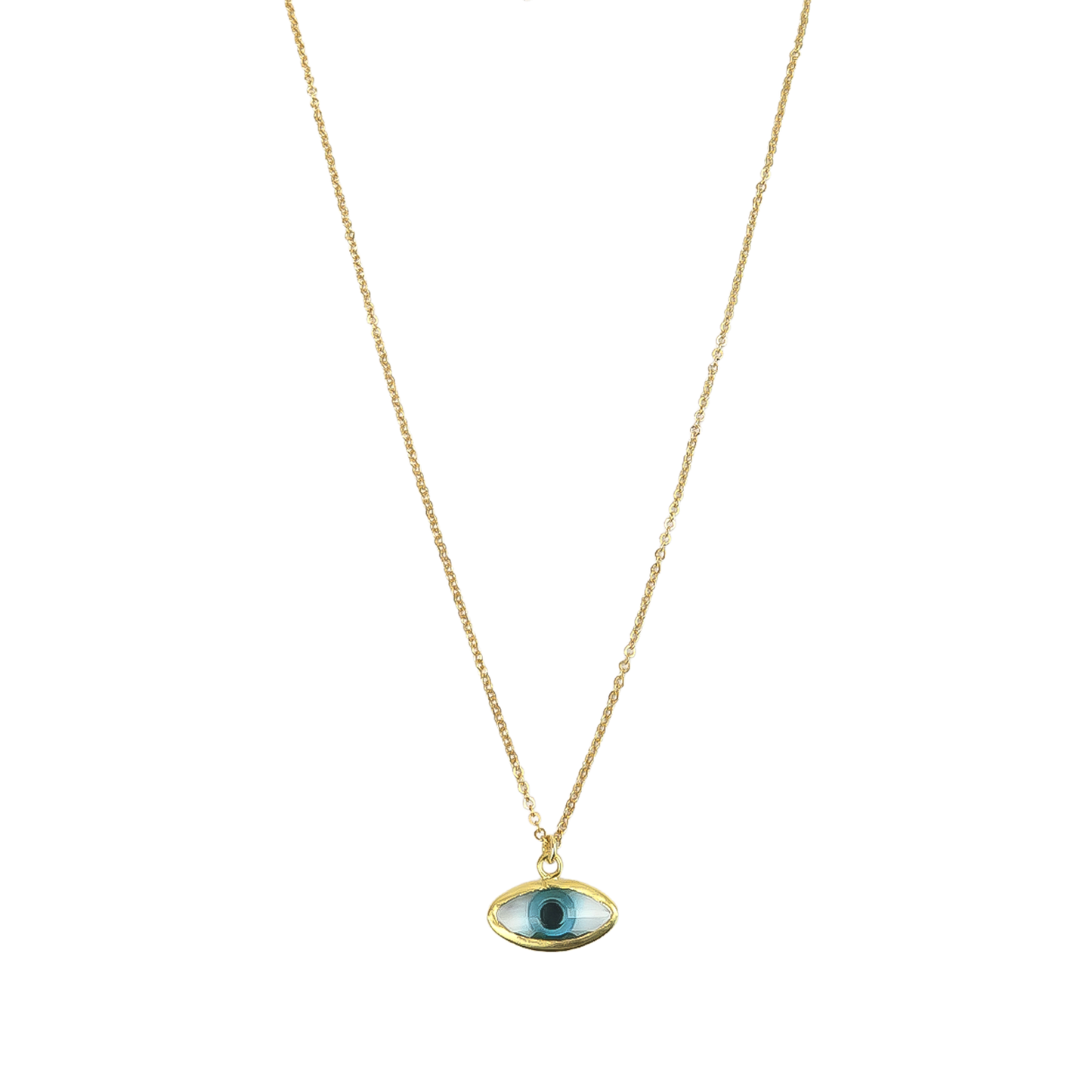 Necklace Oval Green  Eye glass pendant Small