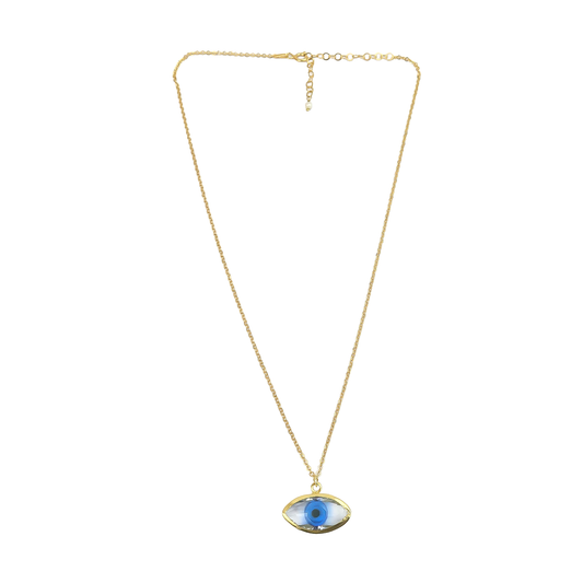 Necklace Oval Blue Eye glass pendant medium