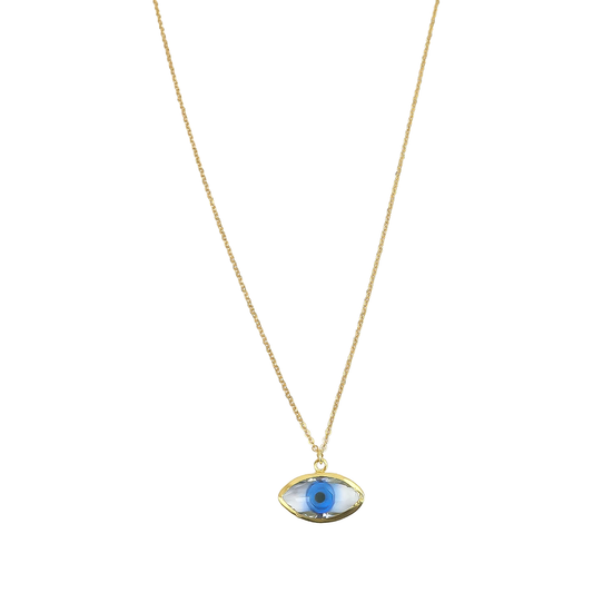 Necklace Oval Blue Eye glass pendant medium