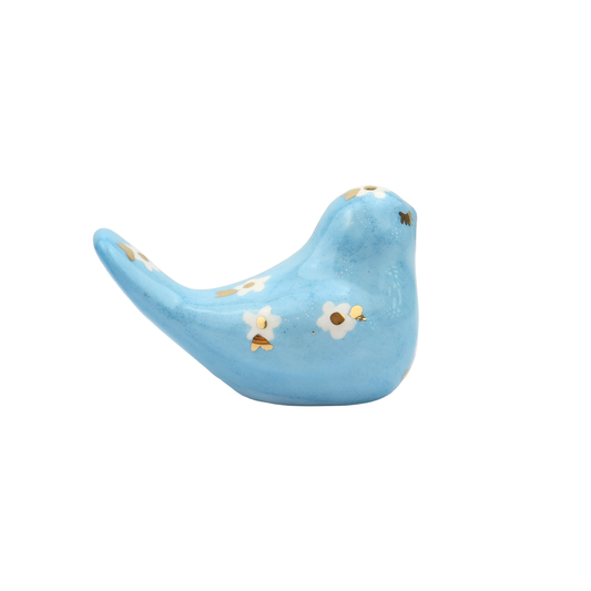 Bird  Sky blue with white flower design