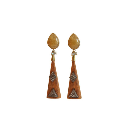 YASSI WOOD PAVE EARRINGS