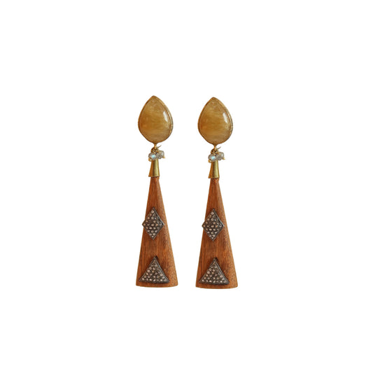 YASSI WOOD PAVE EARRINGS