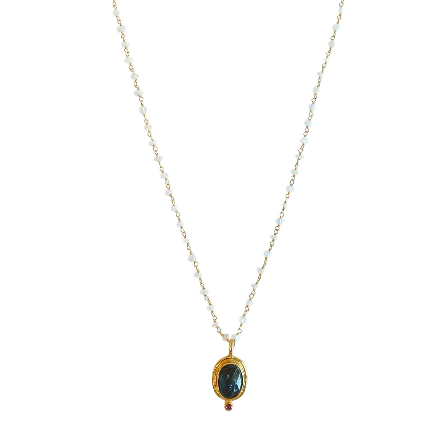 Necklace Moon stone /Tourmaline pendent  NS 2523