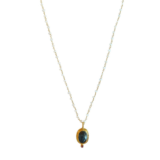 Necklace Moon stone /Tourmaline pendent  NS 2523