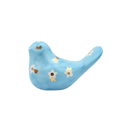 Bird  Sky blue with white flower design