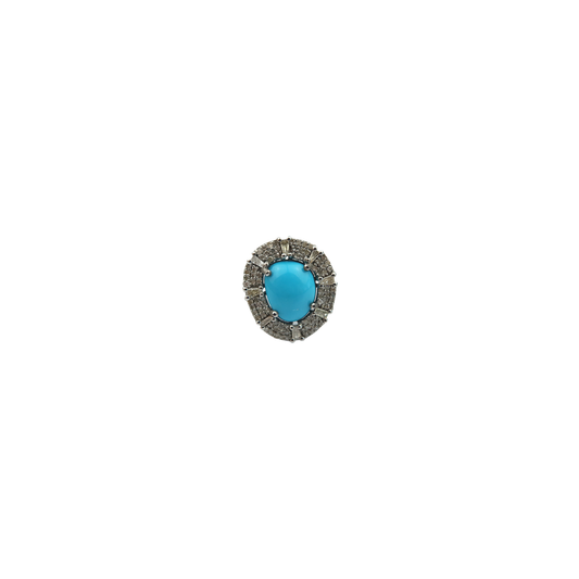 Turquoise & Pavé Diamond Ring