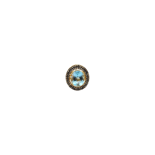 Blue Topaz & Pavé Diamond Ring