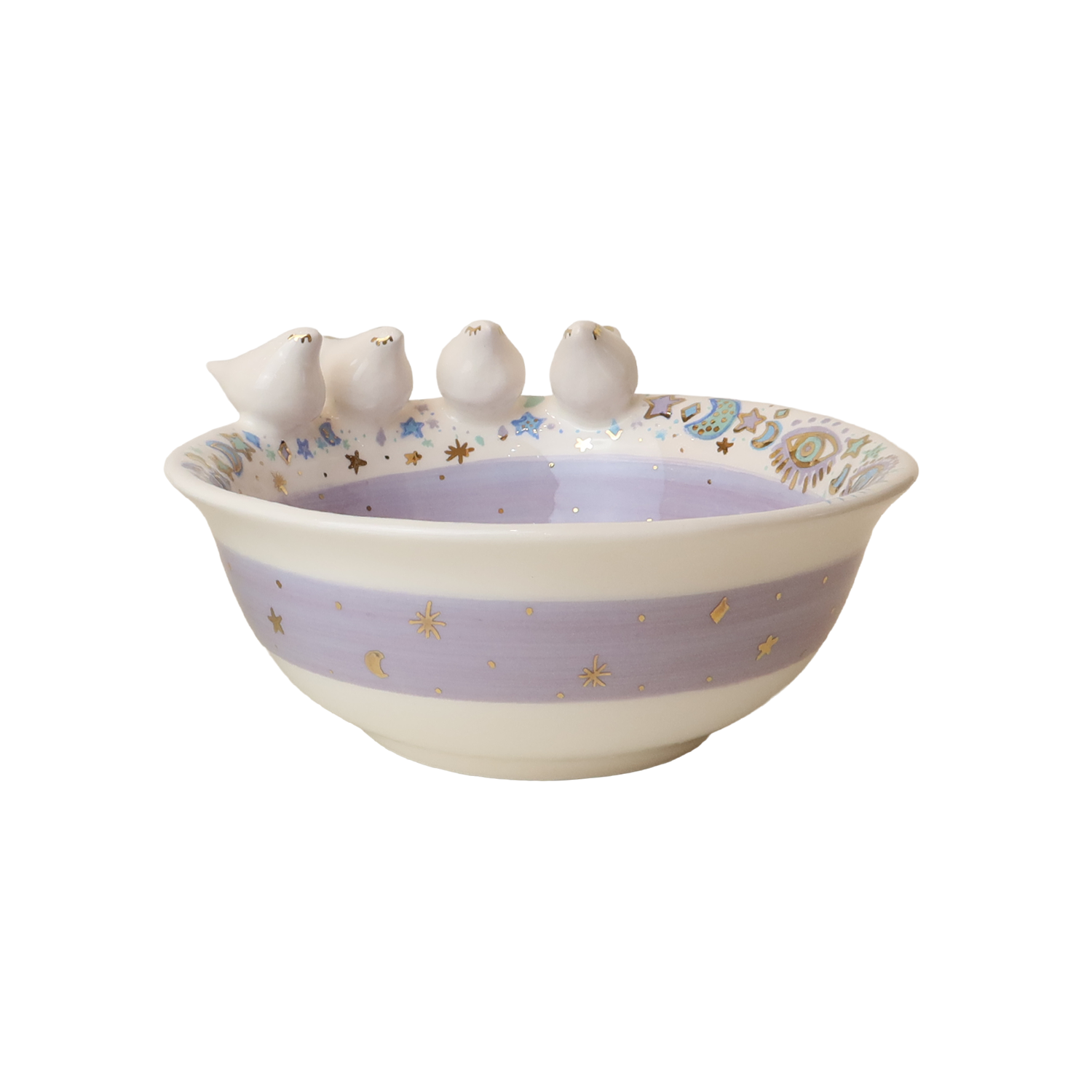 bowl  4 white 3d bird Sherie Boutik
