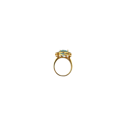 Blue Topaz & Pavé Diamond Ring
