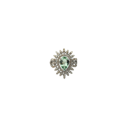 Aquamarine & Pavé Diamond Ring