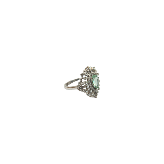 Aquamarine & Pavé Diamond Ring