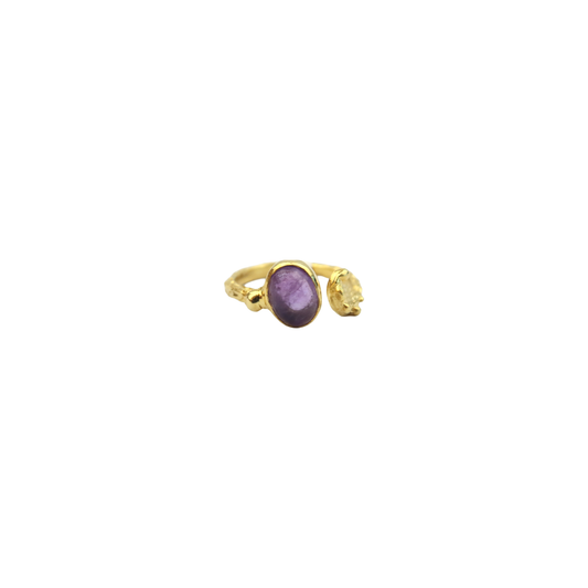 Amethyst Gold Plated Silver Ring