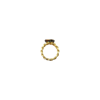 Ring  blue crystal chain link design