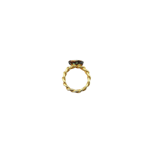 Ring  blue crystal chain link design