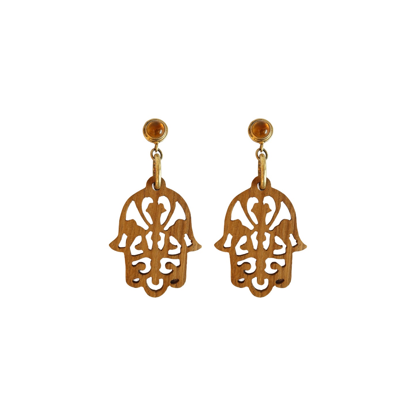 Wooden Khamsa Earring
