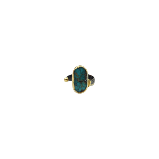 Turquoise ring oval oxidizes
