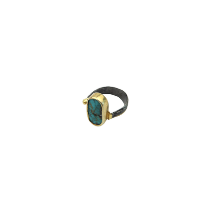 Turquoise ring oval oxidizes