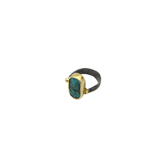 Turquoise ring oval oxidizes