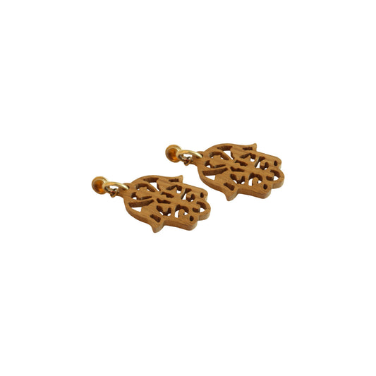 Wooden Khamsa Earring