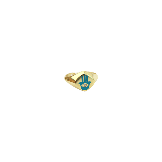 Khamsa Turquoise Enamel Ring  R2473