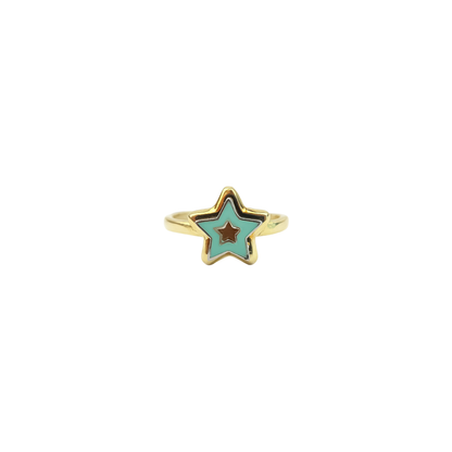 Star Turquoise Enamel Ring