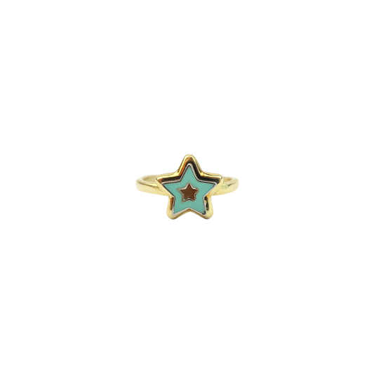 Star Turquoise Enamel Ring